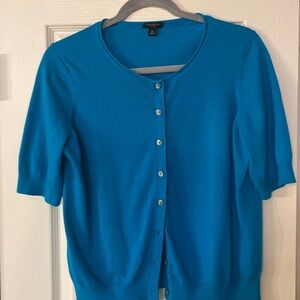 Ann Taylor, short sleeve aqua cardigan with like buttons